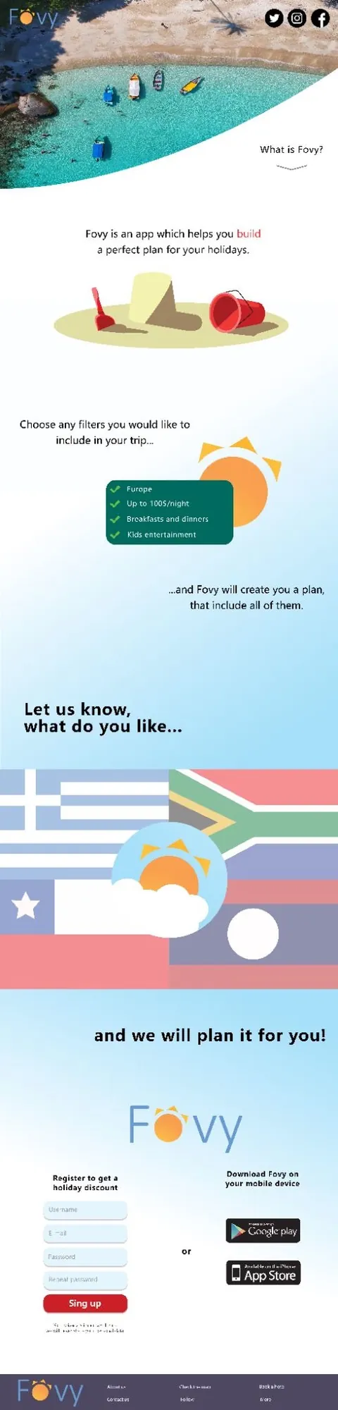 Fovy: Cały landing page